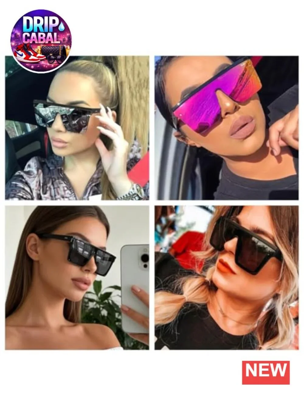 3 Pc Oversized Square Flat Top Sunglasses Non-Polarized UV Protection